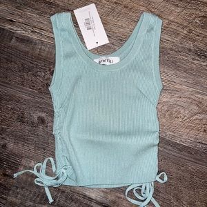 Ribbed Sweater Tie Side Tank Top